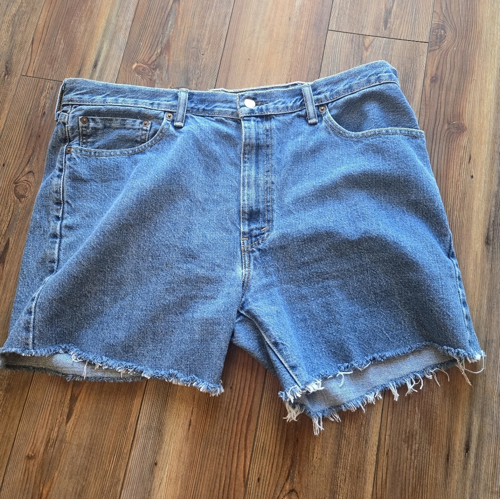 Levi's 505 Blue Raw Hem Denim Shorts Size W 38